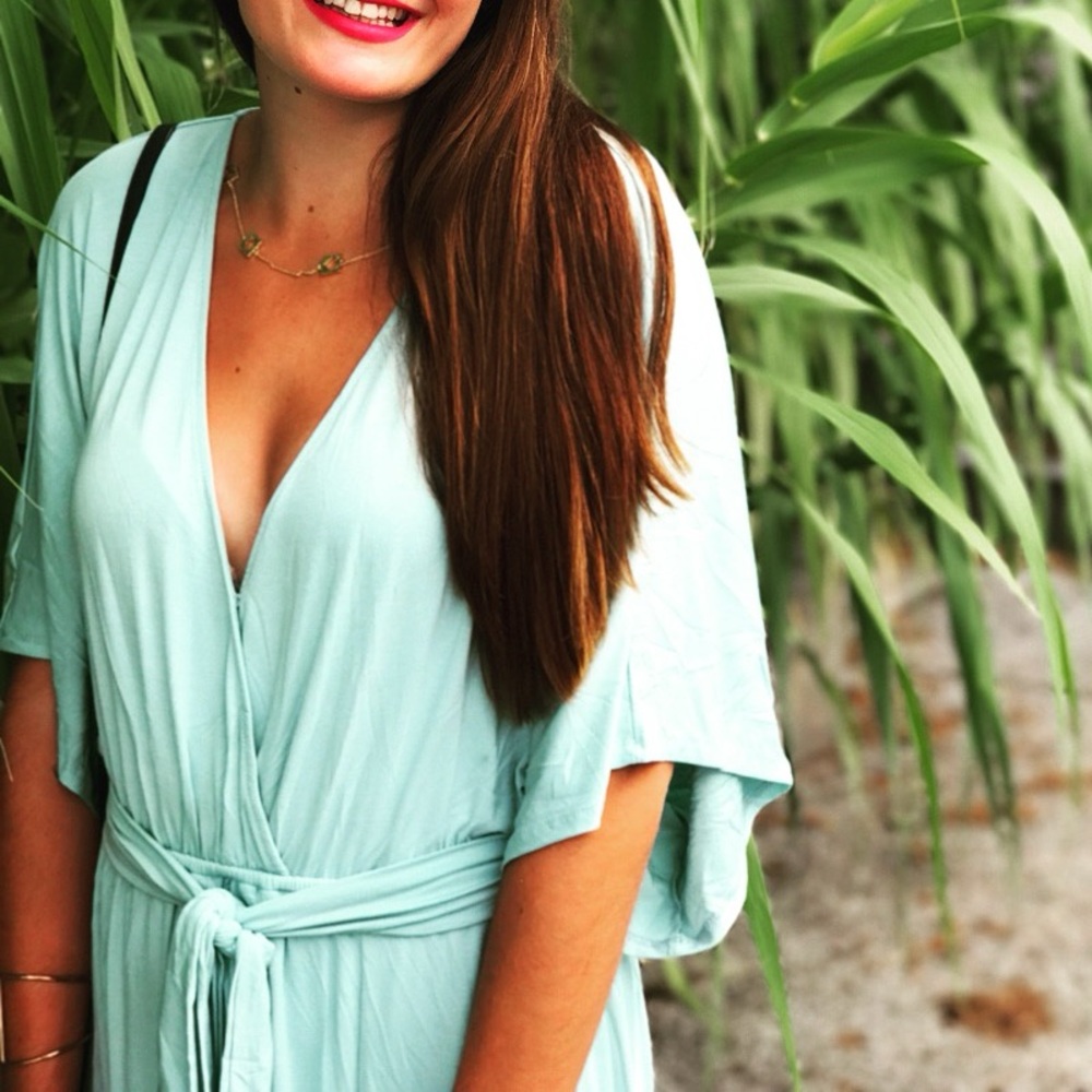 PIKO Mint Green Stretchy Belted Maxi Dress (M)